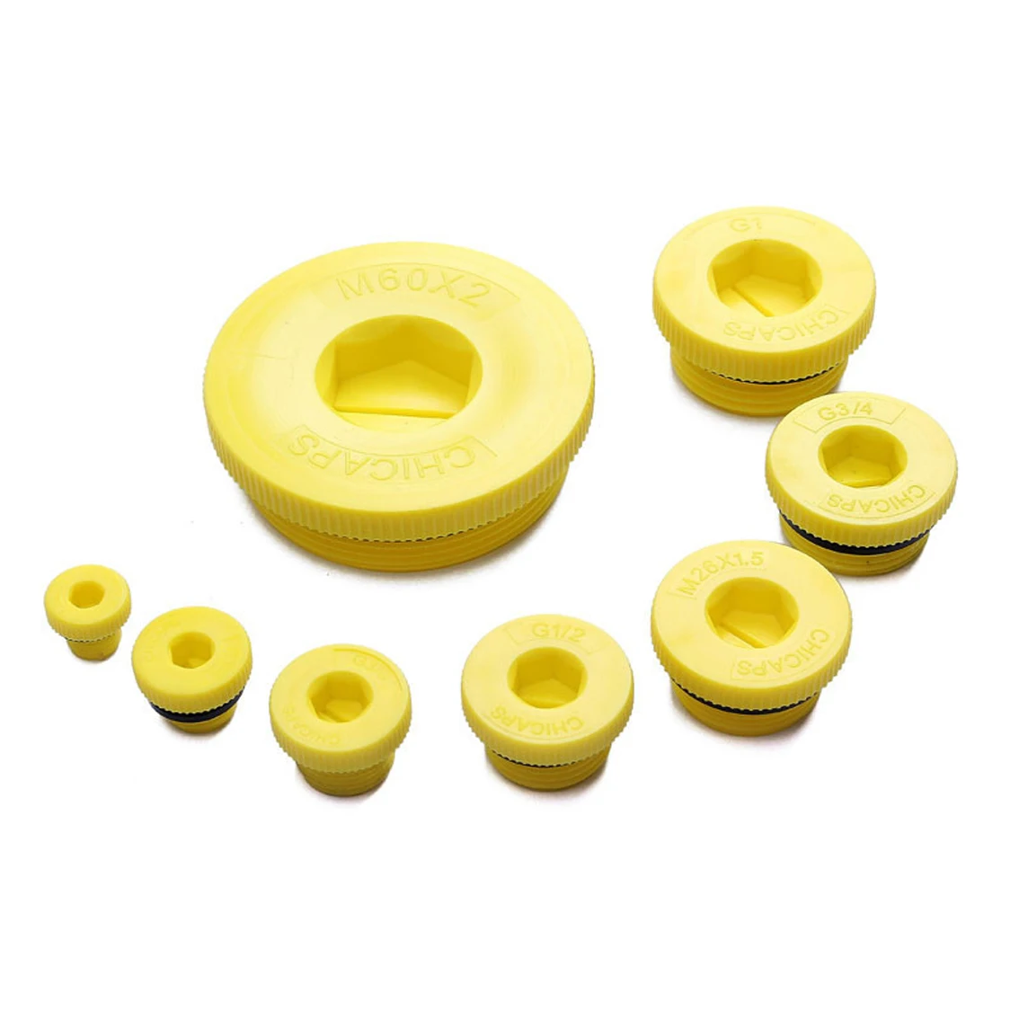 1Pcs M10~M60 Plastic Tape Thread Sealing Plug Hexagonal Hydraulic Pipe Plug Anti Leakage Water And Gas Leakage Yellow Hole Cap