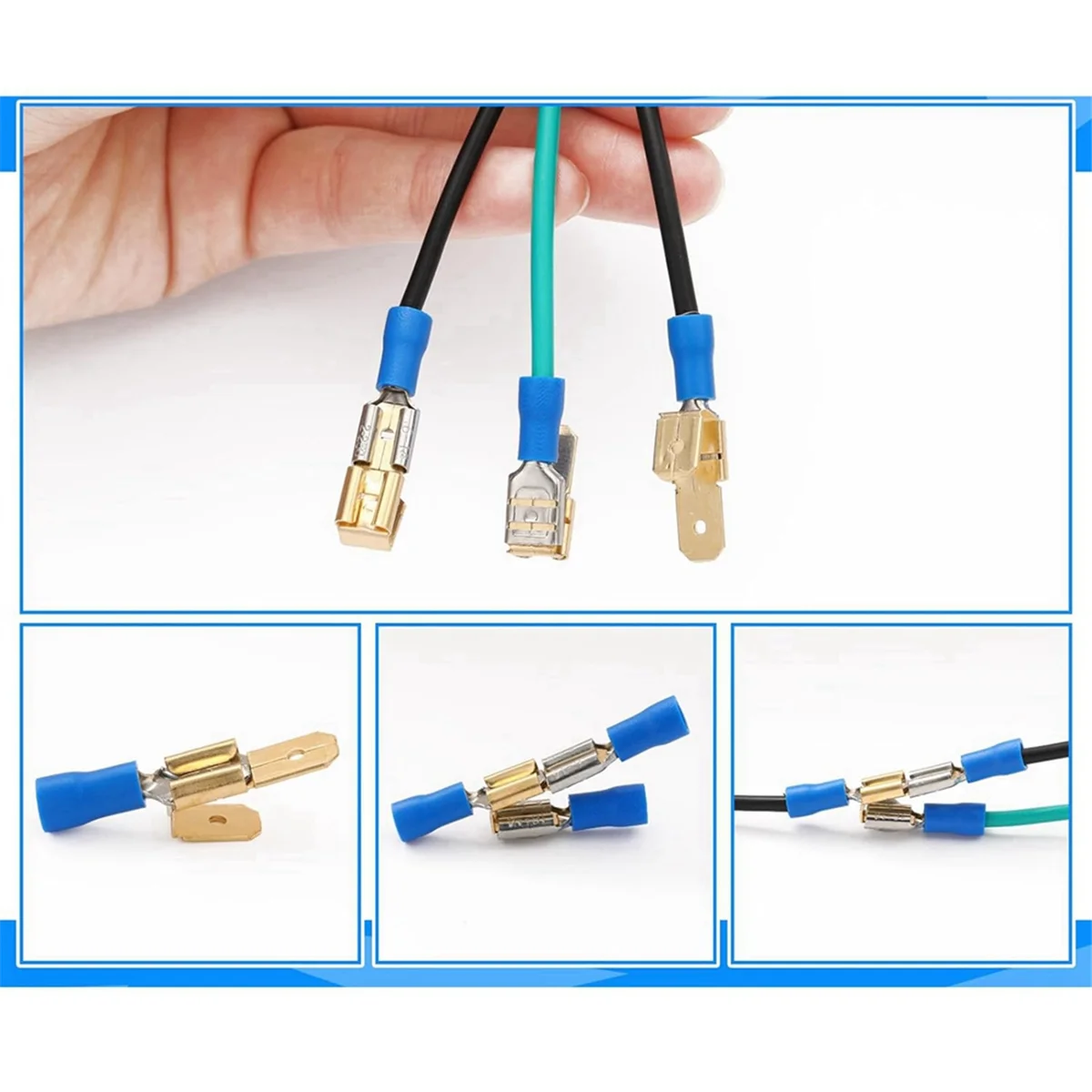 Hot sale 25 Pcs Piggyback Spade Connectors, 3 Way Adapter Dual Male to Single Female Brass Quick Disconnect Connectors