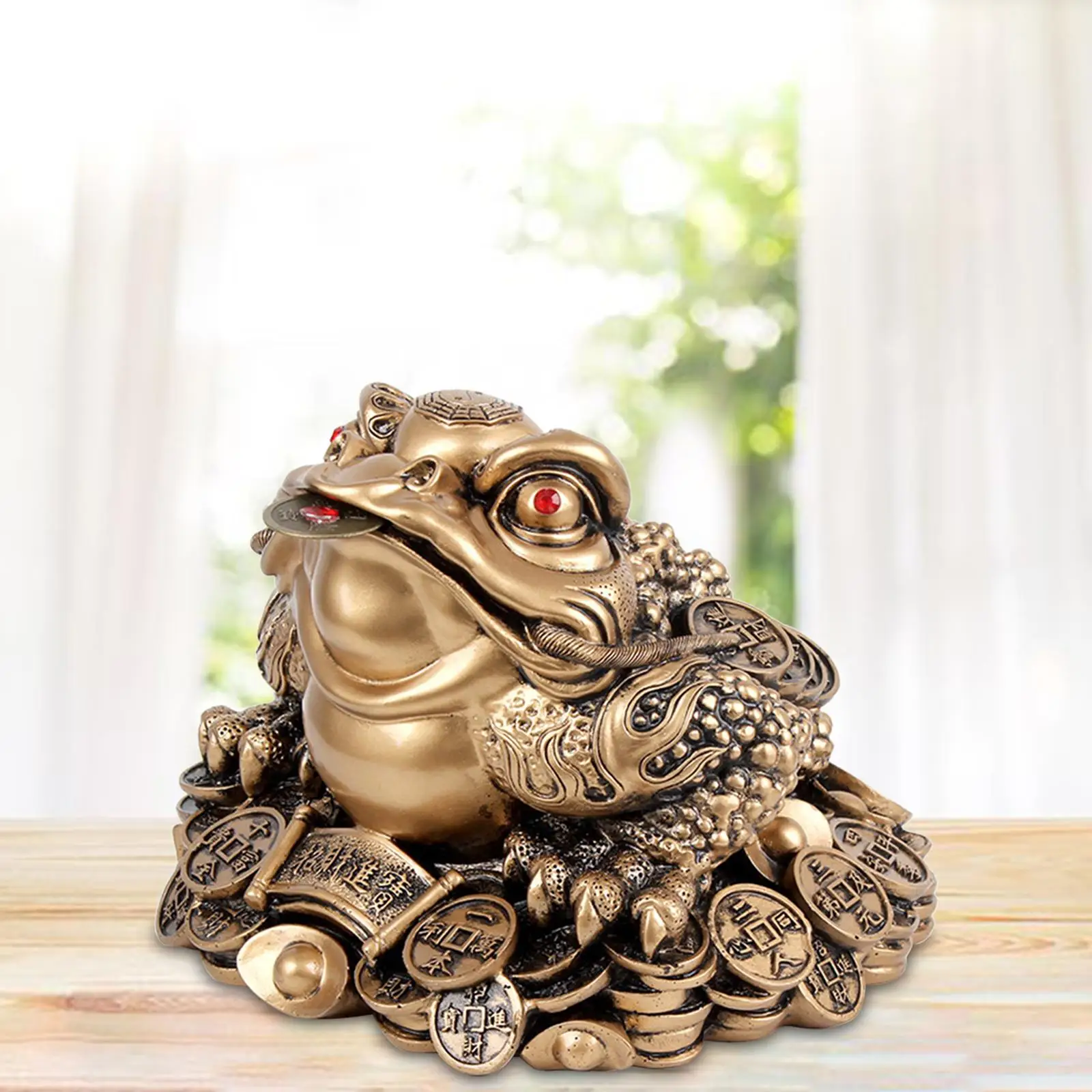 Three Leg Toad Treasure Ornament Sculpture FengShui Wealth Fortune Toad Figurine