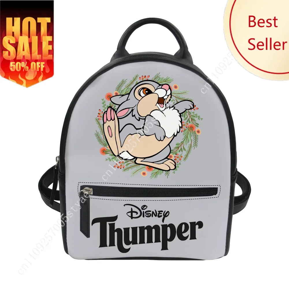 Mochila Thumper de cuero con diseño de dibujos animados de Disney, personaliza con tu foto, logotipo, texto, regalos personalizados para fiestas y días festivos