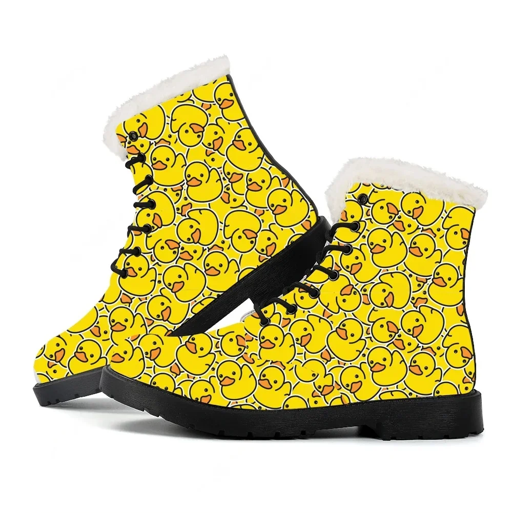 

Yellow Duck Printed Plush Boots Mens Womens Teenager Shoes Outdoor Water proof Casual Boot Lightweight Couple Customize Boots