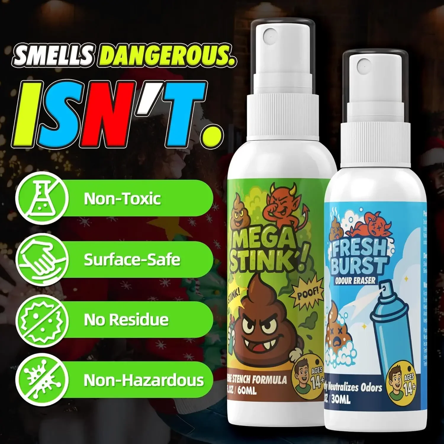 Fart Spray Prank Potent Real Stink Spray Quick Odor Fix Hilarious Gag Parties Adults Office Chaos Prank Stink Stuff Non Toxic