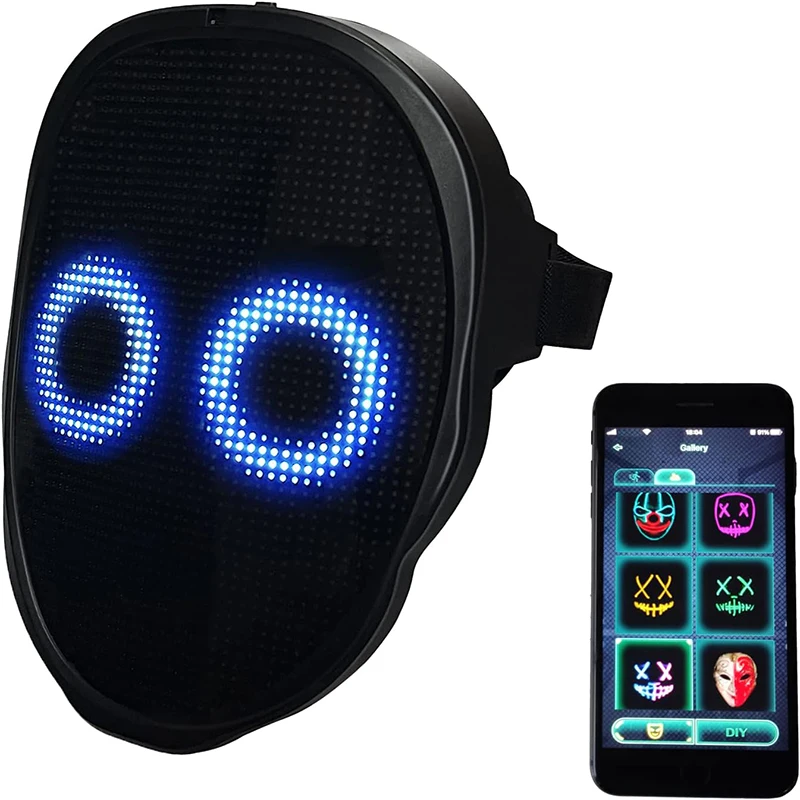 

Party LED Light up Mask Gesture Sensing Smart Display LED Face Masks Programmable Bluetooth App Control Transforming Mask