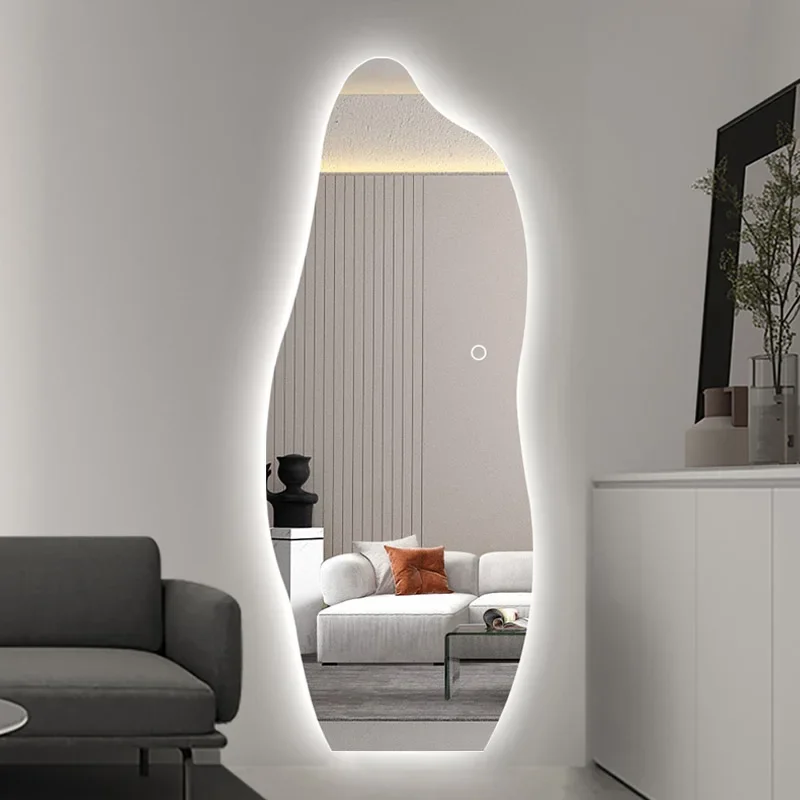 

Smart Hanging Wall Mirror Makeup Irregular Design Adhesive Vanity Light Led Full Length Mirror Living Roomo Room Decor