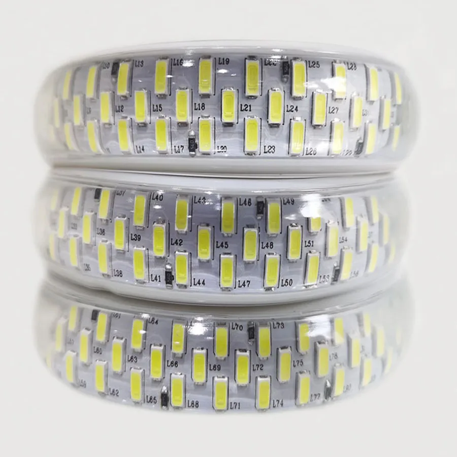 

220V 5730 LED Light Strip 180LEDs/M Double Row LED Strip Waterproof Ribbon Tape with Switch Plug White Warm
