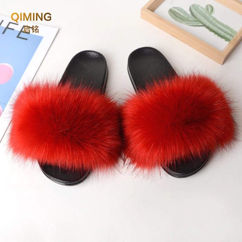 Letnie kapcie ze sztucznego futra Fuzzy Fur Slides For Women Fluffy Sandals Indoor Outdoor Ladies Shoes Woman Slipper Furry Flip Flops