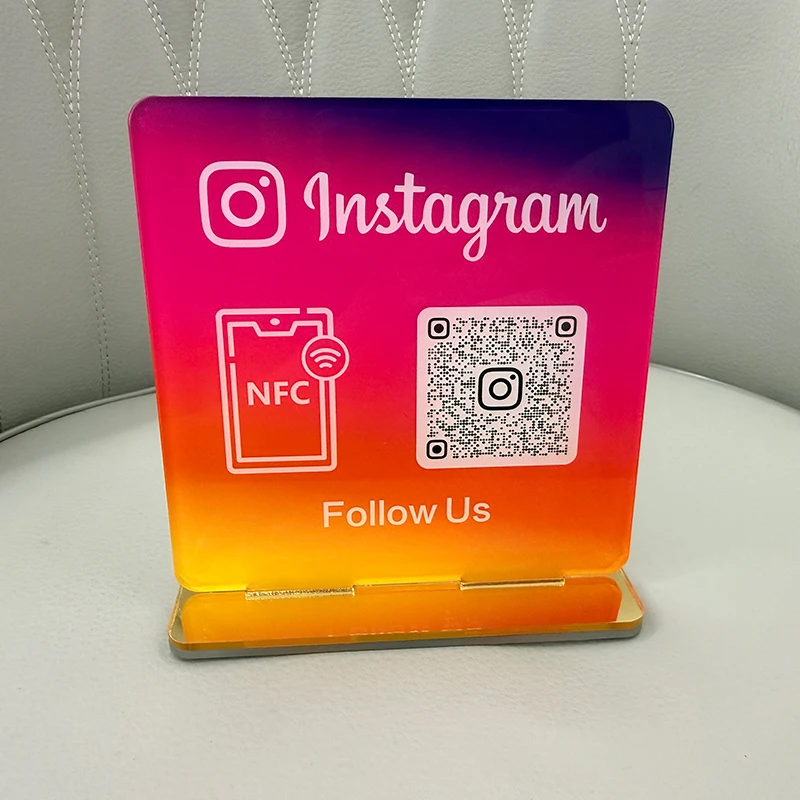 

Custom Logo Google Review Sign NFC Tap Scan QR Code Various Social Media Acrylic Sign Review US ON Google Follow US On Instagram