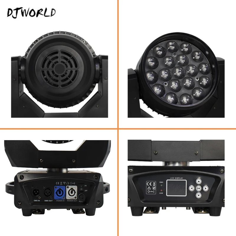 LED Light 19x15W RGBW Zoom Wash Lighting Beam DMX Stage Lighting Wedding Church Soundlights Spotlight DJ Club Equipment