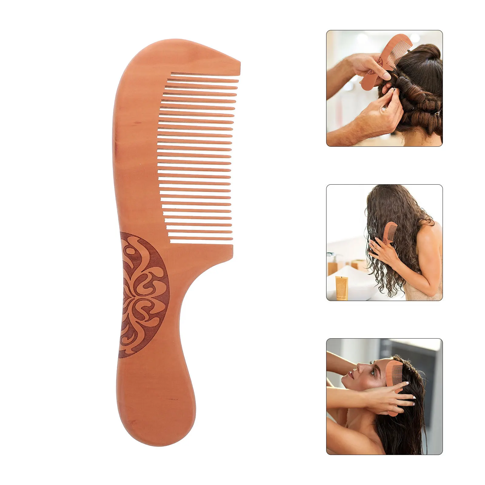 

Wooden Long Handle Comb Handmade Anti-Static Massage Comb for Long Hair Beard Travel Home Use Hair Combs for Women