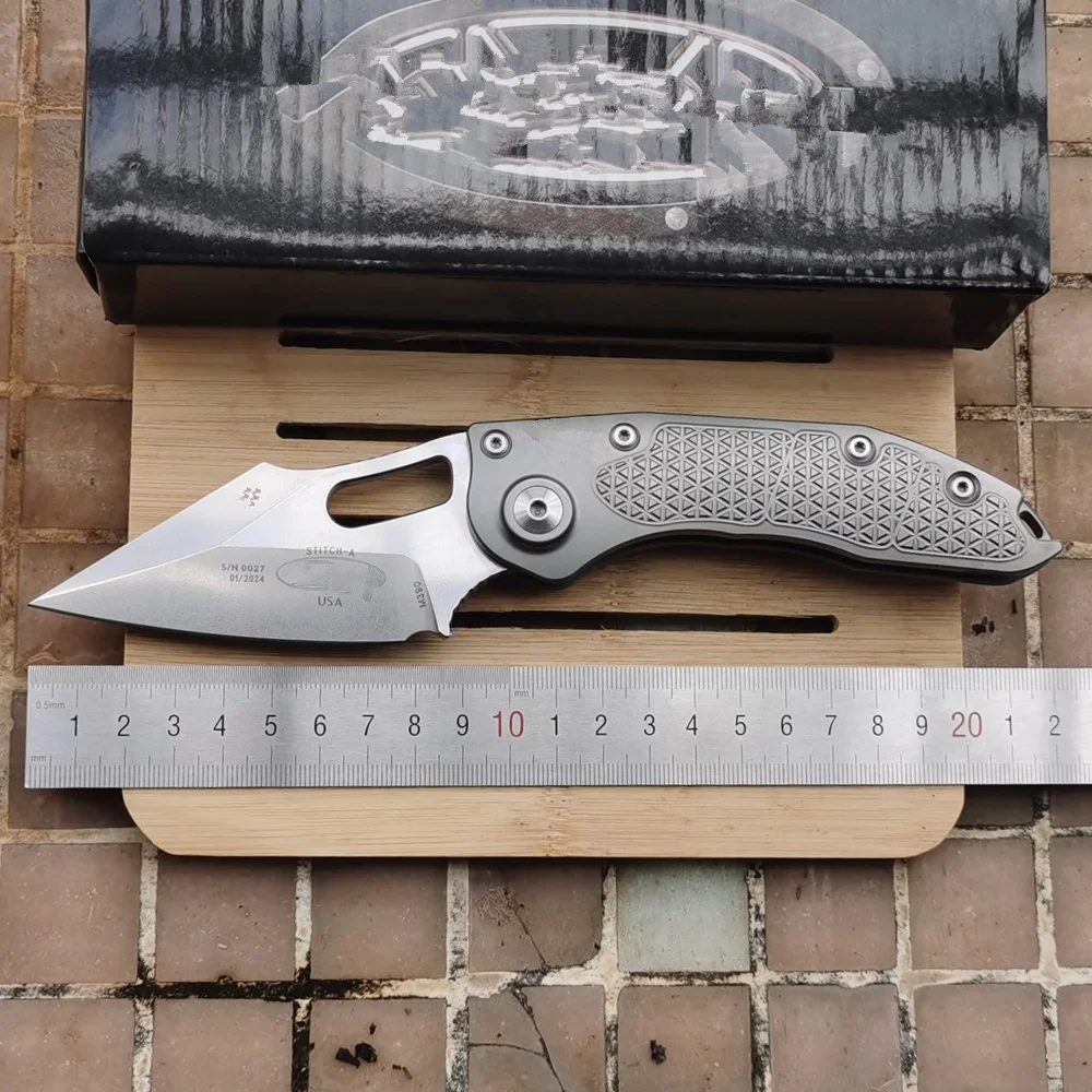 JUFULE Stitch-A 2024 Titanium Handle Mark M390 Logo Blade Tactical Pocket Camping Hunting Fishing Outdoor EDC Tool Folding Knife