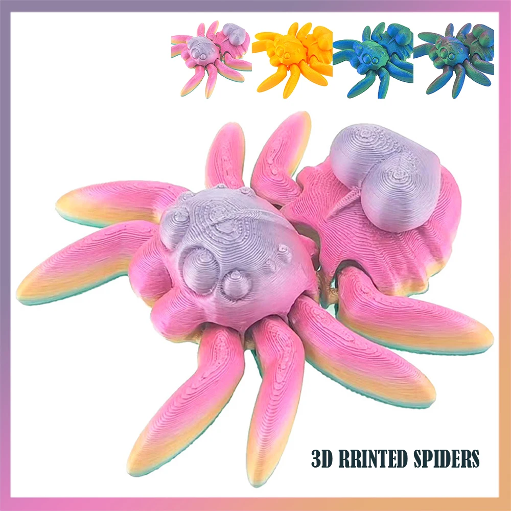 3D Printed Insects Toys Model Spiders Multi-joint Movable Love Shaped Figures Ornament Decorative Desktop Novelty Toy Kids Gifts