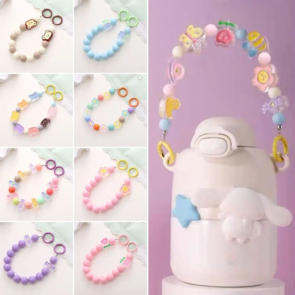 DIY الاكريليك توليب مطرز سلسلة كيرينغ مكافحة فقدان انفصال حقيبة قلادة الكرتون الملونة الهاتف الحبل امرأة الفتيات