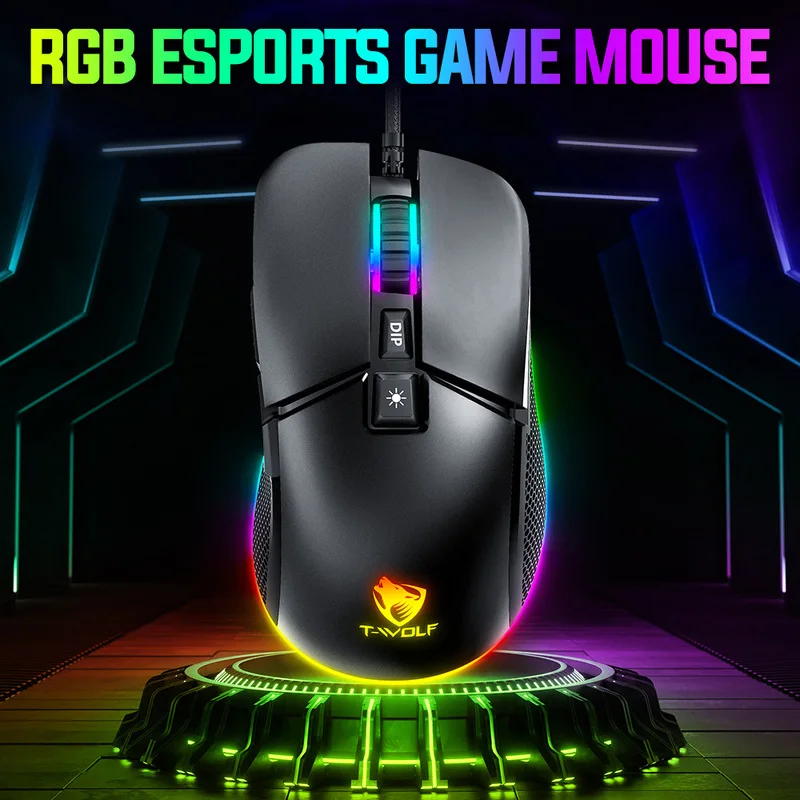 

T-wolf Thunderwolf G590 Gaming Esports Mouse Rgb Running Horse Lamp Desktop Computer Home Mouse Home Office Portable And Fashi