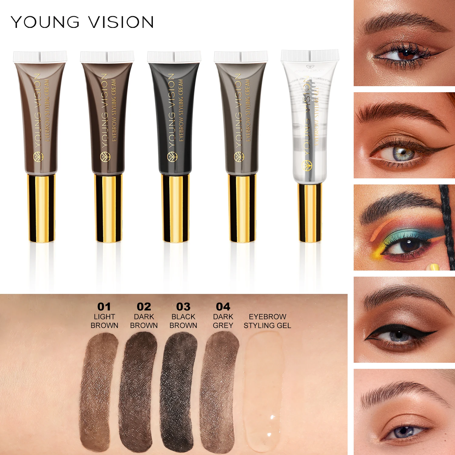 YOUNG VISION Eyebrow Dyeing Cream Stereoscopic Setting Eyebrow Gel Waterproof and Non dizzy Eyebrow Dyeing 5 Colors Available