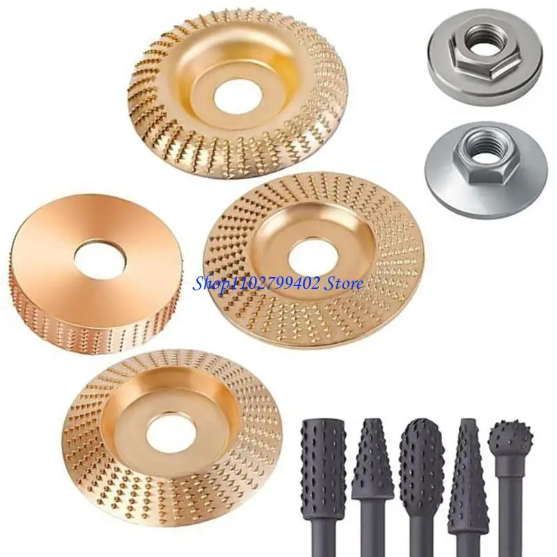 547F Wood Carving Disc Set Hexagonal Plate Angle Grinder Accesories for 4 Inch or 4.5 Inch Angle Grinders for Woodworking
