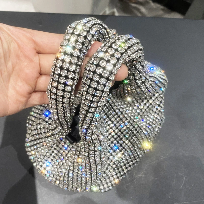 Shiny Crystal Clutch purse bucket Shoulder bag rhinestone Handmade purses and handbags luxury Designer Evening clutch Bag Purse