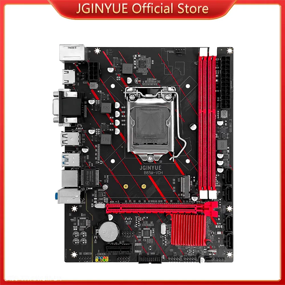 JGINYUE B85 M-ATX LGA 1150 Motherboard Intel i3 i5 i7 E3 CPU DDR3 1333 1600MHz 16GB RAM M.2 NVME SATA USB3.0 VGA HDMI B85M-VDH