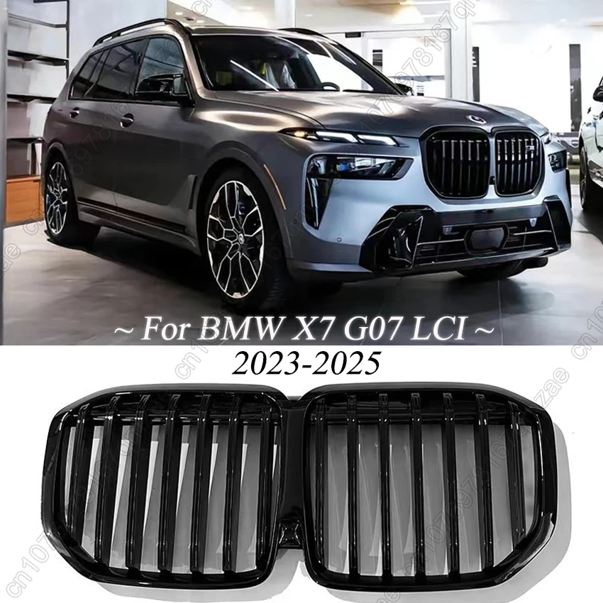 

Car Front Kidney Grille Replacement For BMW X7 G07 LCI 2023-2025 Tuning Single Line Bright Black Mesh Forward Air Grille