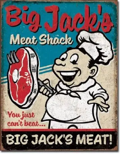 Big Jacks Meat Shack Funny Humor Retro Kitchen Wall Art Decor Metal Tin Sign New