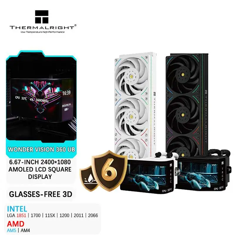 

Thermalright WONDER VISION 360 UB All-in-one 360MM Water Cooler 6.67 inch AMOLED LCD 2K 60HZ Curved Screen Naked Eye 3D Vision