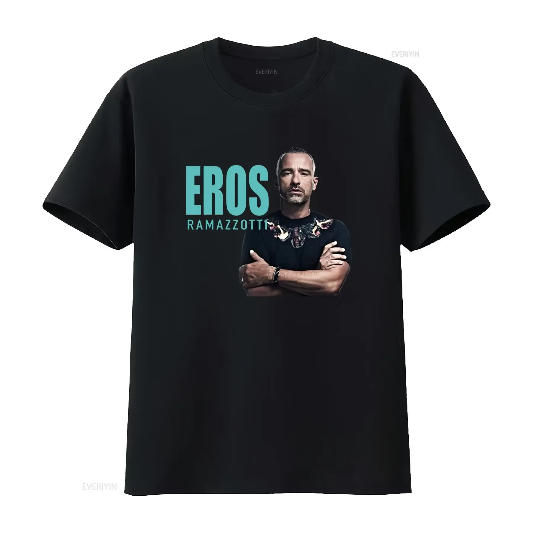 Cool Realistic Eros Ramazzotti Singer Portrait Print Casual Music Fan T Shirt vintage Washed homme Slightly Soft graphic
