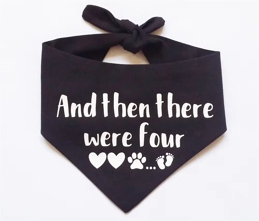 And Then There Were Four Dog Bandana Baby Announcement Dog Collar Pregnancy Baby Shower Gift Baby Coming Soon