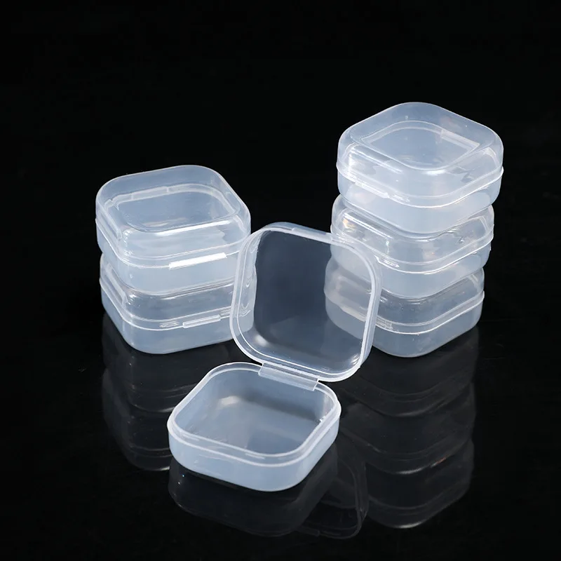 Mini Caja Cuadrada de Plástico PP para Joyería, Anzuelos, Componentes, Caja de Almacenamiento Transparente con Compartimento Individual y Tapa