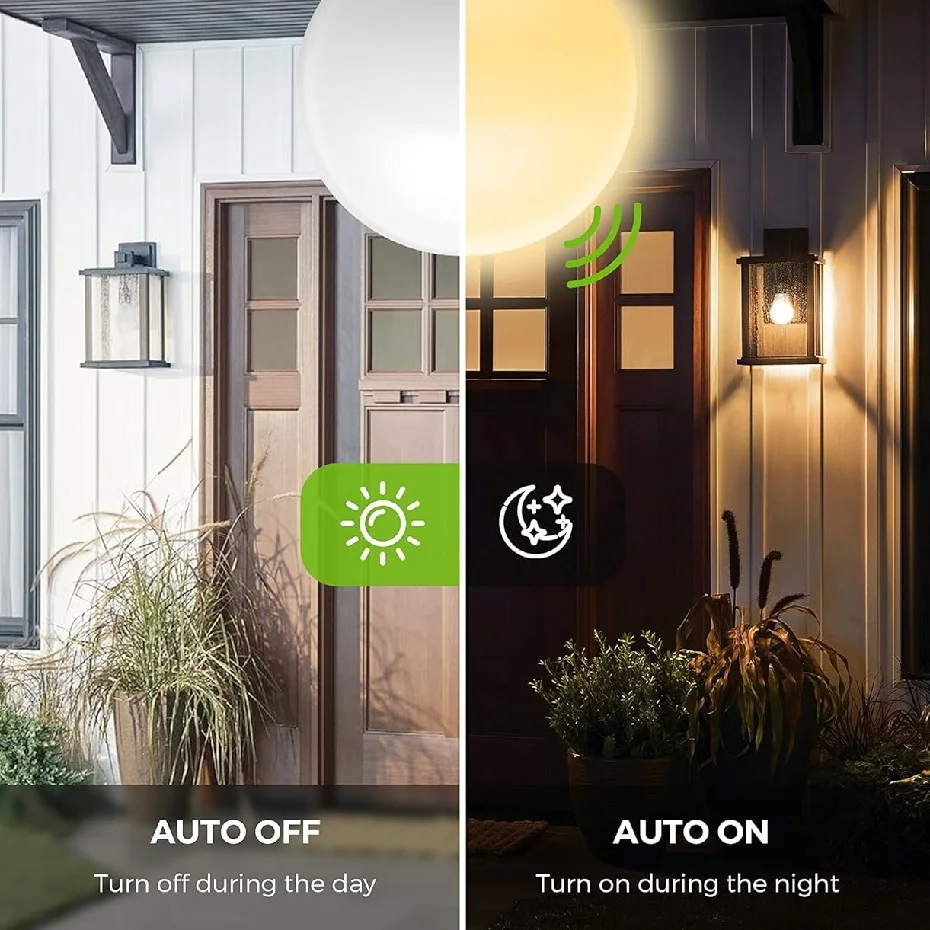 Bombilla LED con Sensor de Luz E27, Lámpara de Encendido/Apagado Automático del Anochecer al Amanecer, Luz Diurna y Nocturna, Bombilla LED Inteligente de 9W 12W 15W, Iluminación para Jardín y Exteriores