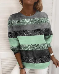Color Block Striped 3D Print Long Sleeve Hoodies Women Streetwear Female Hoodie Oversized Sweatshirts Pullovers Woman Clothing