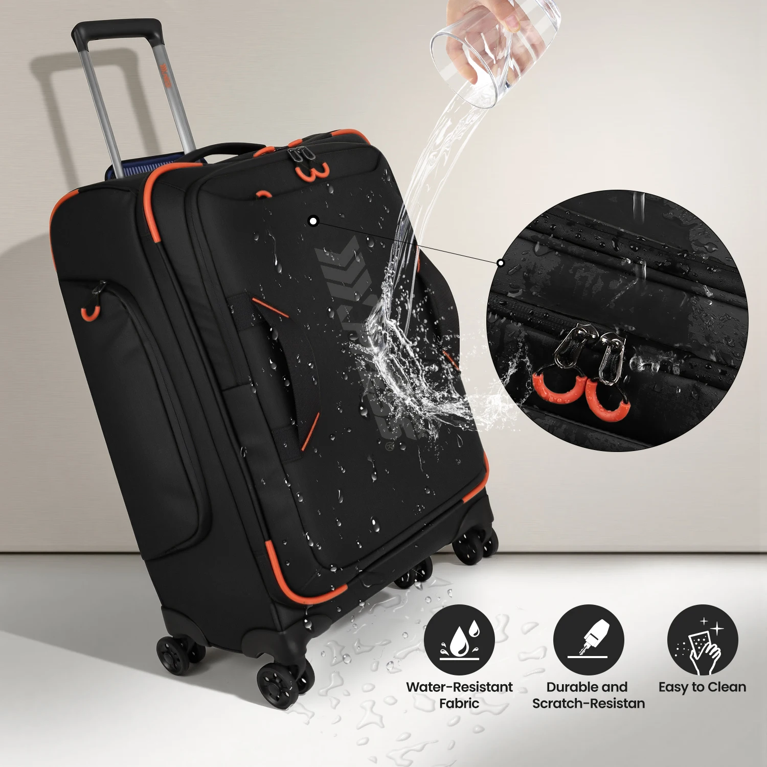 3 Piece Softside Luggage Set Waterpoof Soft Shell Spinner Luggage Lightweight Durable Shell Suitcase for All Travel Needs