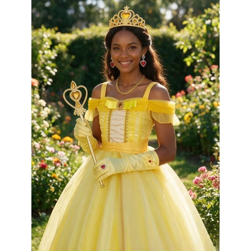 Costume Belle Princess Dress Ball Gown Dress Up for Girls Kids Baby Cosplay Beauty Costume Fancy Clothing Cosplay Party