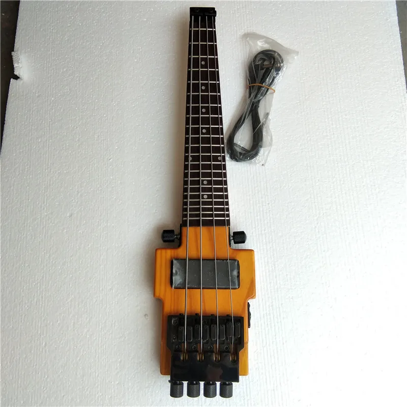 Mini 4 -5 Strings  Headless Electric Bass Guitar,Ash Body&Maple Fingerboard Black Hardware Natural BJ-311 scale length 432mm