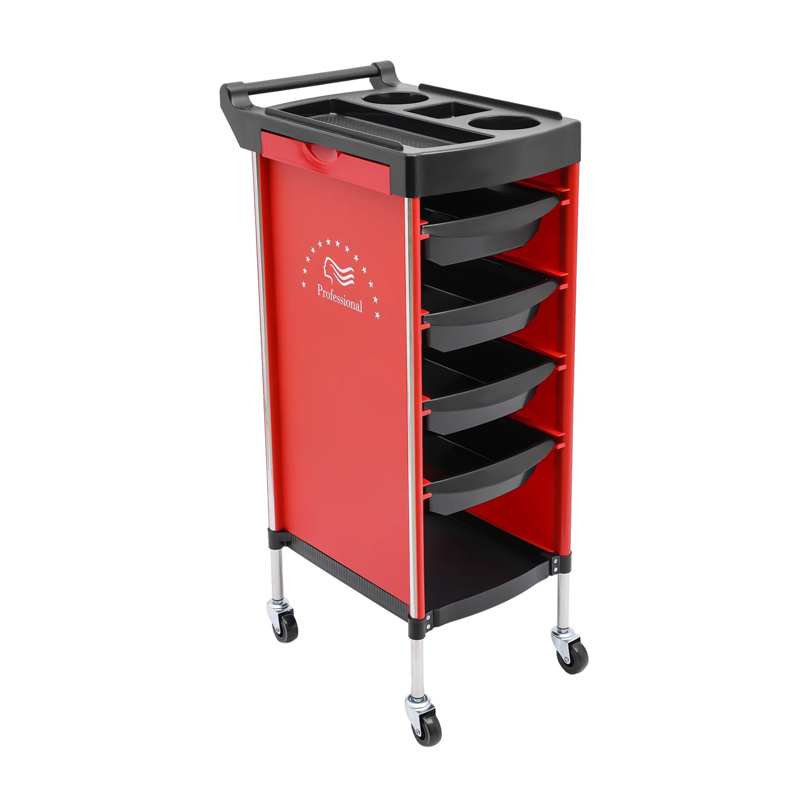 Troli Salon 6 Tingkat, Rak Penata Rambut Multifungsi Tipe Laci dengan Roda, Troli Alat Penyimpanan Kapasitas Besar