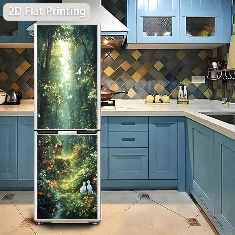 2D Pattern Print Refrigerator Sticker 60x180cm Refrigerator Dishwasher Sticker 