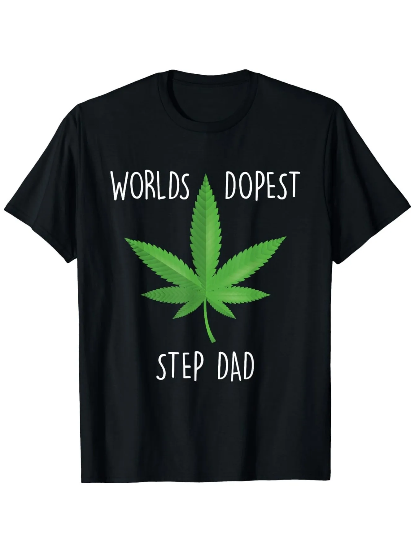 

The Coolest Stepdad Graphic T-Shirt in the World — винтажный стиль Y2K с принтом листьев и жирных букв, 100% хлопок, обычный крой, классическая черная четырехсезонная забавная удобная футболка с круглым вырезом