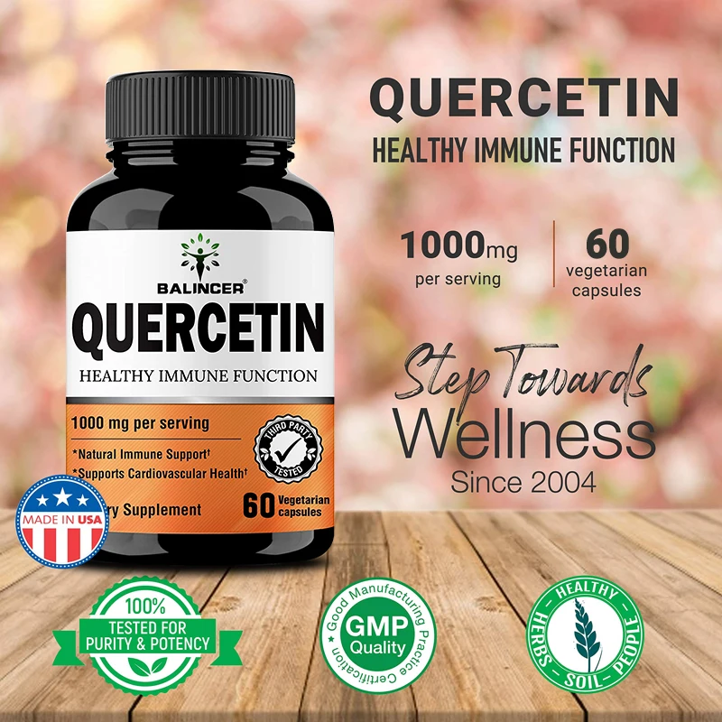 Natural Quercetin Supplement Vegan Capsules Bioflavonoid Support - Supports immune health and energy levels