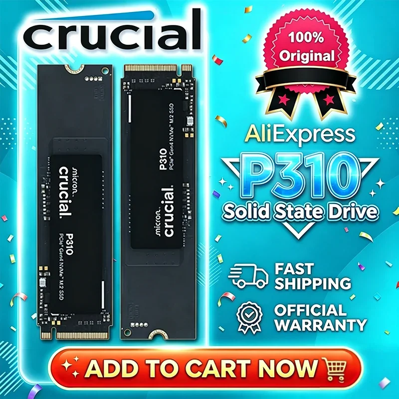 2026년형 크루시얼 P310 1TB 2TB 2280 PCIe Gen4 3D NAND NVMe M.2 SSD – 최대 7,100MB/s, 내장형 솔리드 스테이트 드라이브 (PC)(OEM 패키지)
