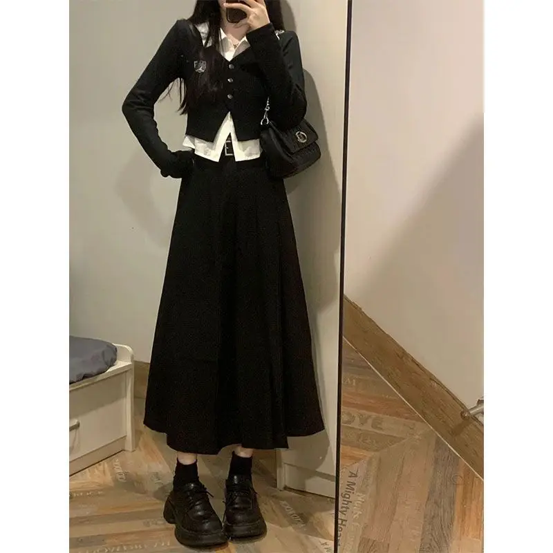 

College Style Dress For Women, Spring And Autumn, Petite Polo Shirt Top, Pleated Skirt Two-Piece Set