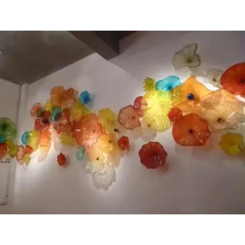 

Пластина из муранского стекла для гостиной D12 дюймов в стиле Чихули, индивидуальные настенные бра ручной работы из муранского стекла для дома