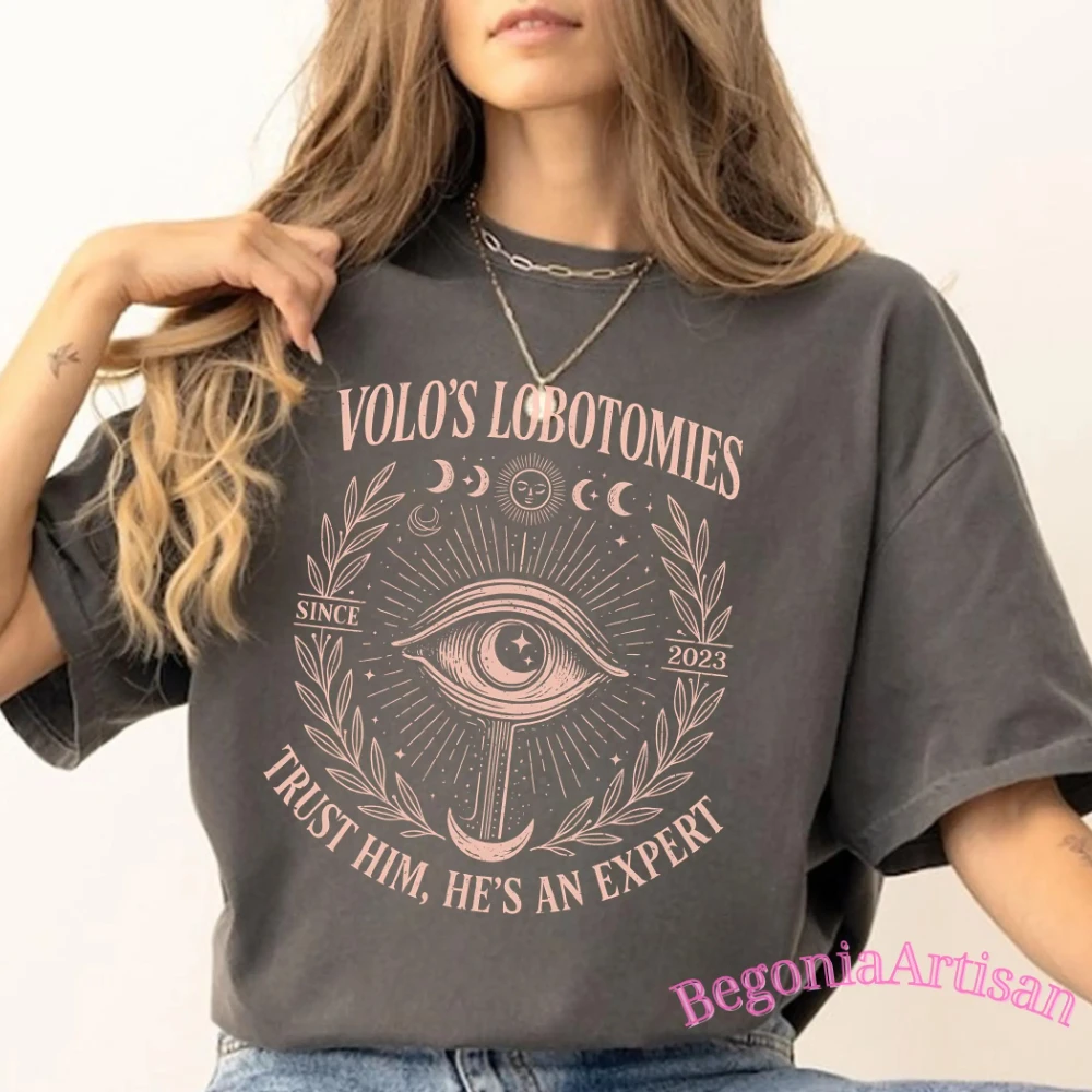 Volo’s Lobotomies Tee Got My Lobotomy At Volo’s Shirt Astarion BG3 Gaming Tee Dark Humor T-Shirt Casual Crew Neck Cotton Tee
