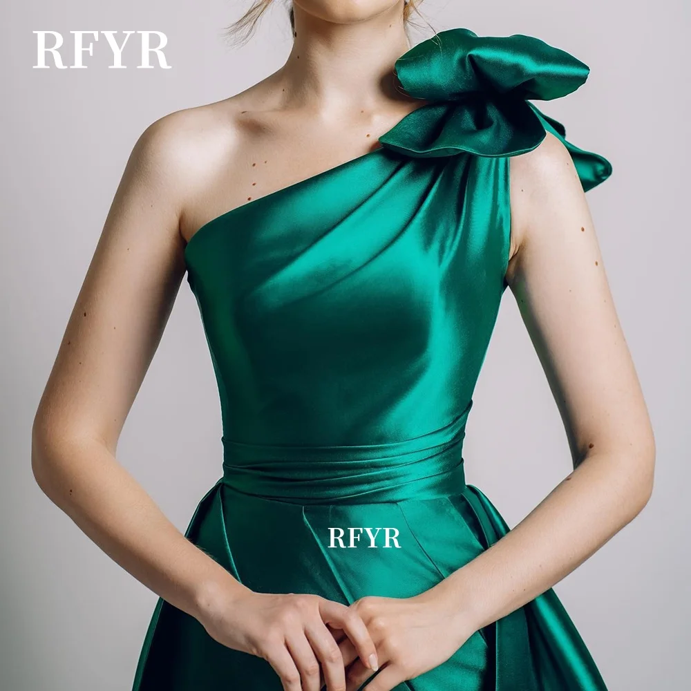 فستان RFYR A Line للحفلات الراقصة بكتف واحد مع ثنيات على شكل فيونكة للمشاهير والحفلات المسائية فستان فيستدوس دي فييستا مخصص