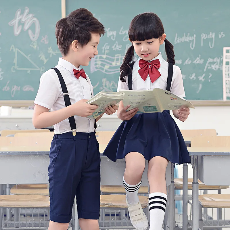 Uniforme de classe primária, Foto de graduação infantil, Suspender saia, 61 vestido de coro, Novo