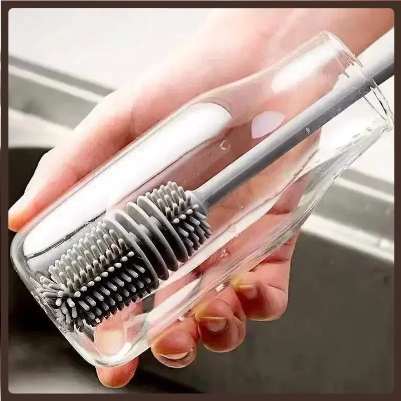 

Silicone Milk Bottle Brush Cup Scrubber Glass Cleaner Kitchen Cleaning Tool Long Handle Drink Bottle Glass Cup Cleaning Brush