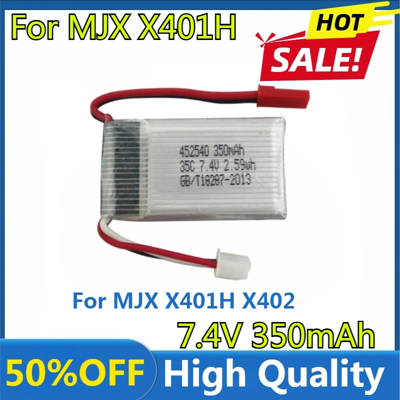 

7.4v Battery for MJX X401H X402 KINGKONG 90GT RC Drone Helicopter Parts 2s 7.4v 350mAh Rechargeable Lipo Battery Jst Plug 3-5pcs
