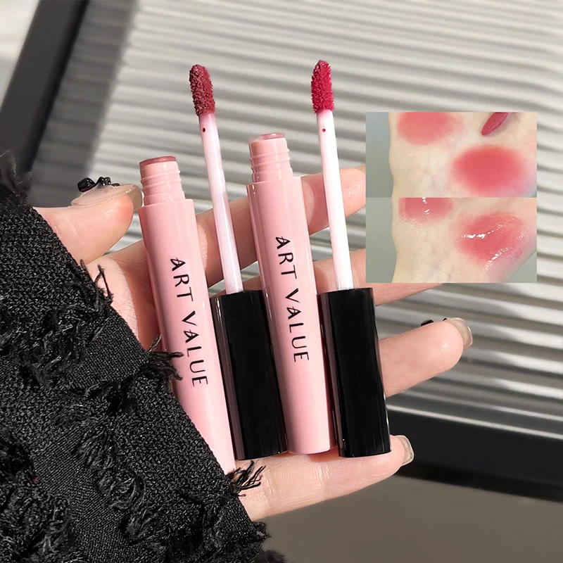 Art Value Black Pink Love Letter Lip Makeup Set Whitening Long-lasting Lip Mud Mirror Lip Glaze Gift Lip Glaze Set