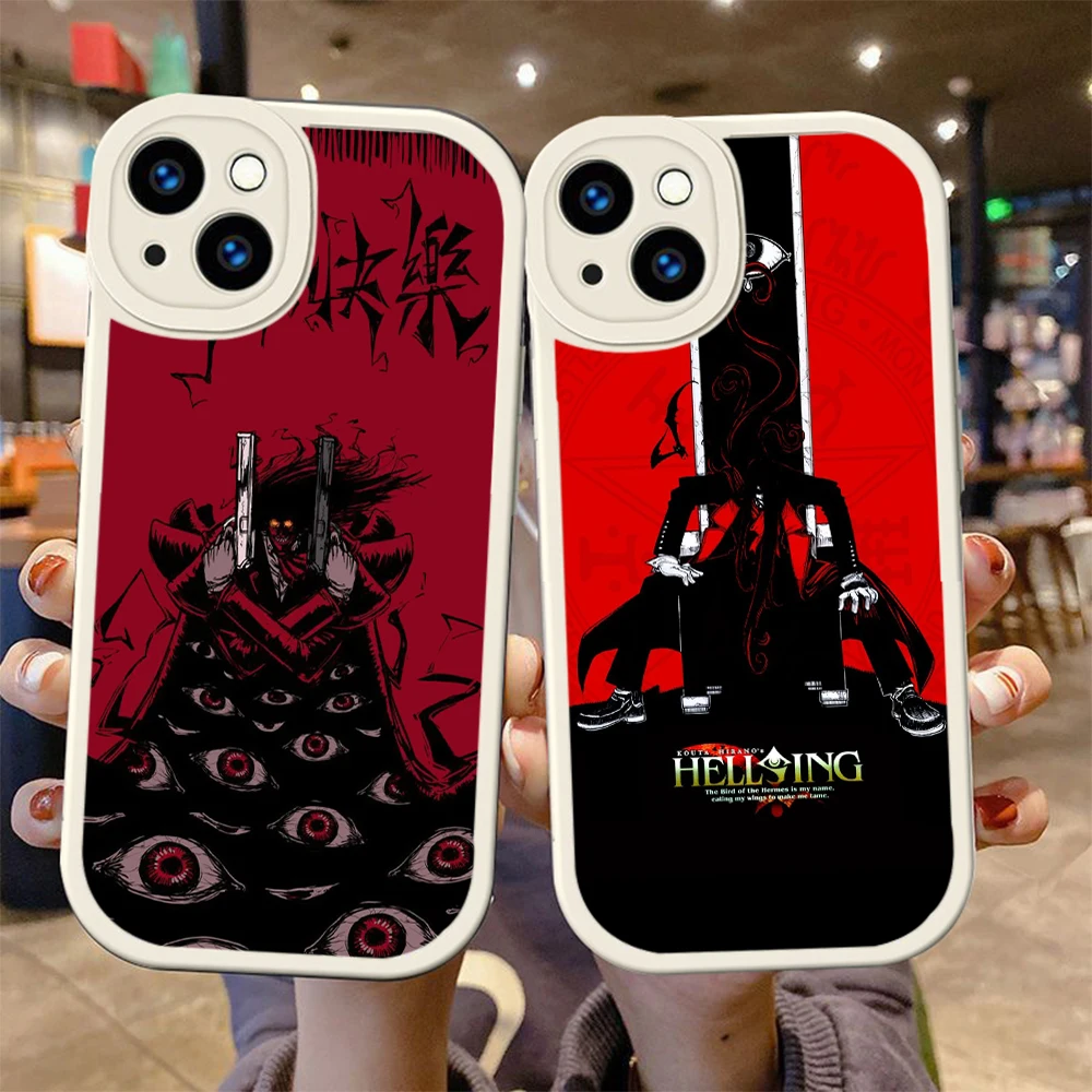 63B casing silikon lembut kipas Alucard Hellsing Anime untuk iPhone 15 Plus 14 13 12 11 X XS XR Pro Max Mini 8 7 Plus