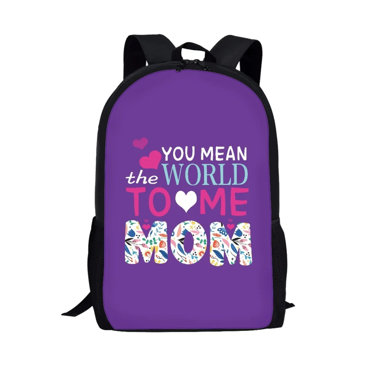 Tas sekolah motif I Love You Mother untuk pelajar laki-laki perempuan tas buku tas kasual penyimpanan ransel harian Remaja tas ransel Laptop