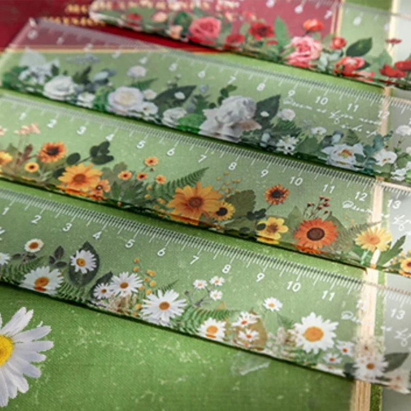 1 قطعة 15 سنتيمتر ديزي الورد حاكم زهرة تصميم طالب تعلم القرطاسية مكتب الرسم التكيف أداة القياس