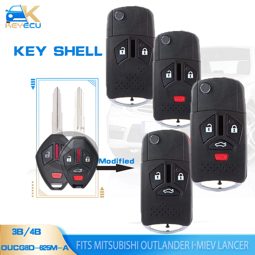 

KEYECU 2B /3B /4 Buttons Modified Remote Car Key Case Shell Housing for Mitsubishi Outlander Galant Eclipse Lancer