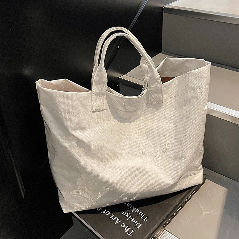 

Large Capaci Tote Bag Women's Summer Faion Korean Sle Krt Paper Jelly Handbag PVC Material Handheld Bag op Bag